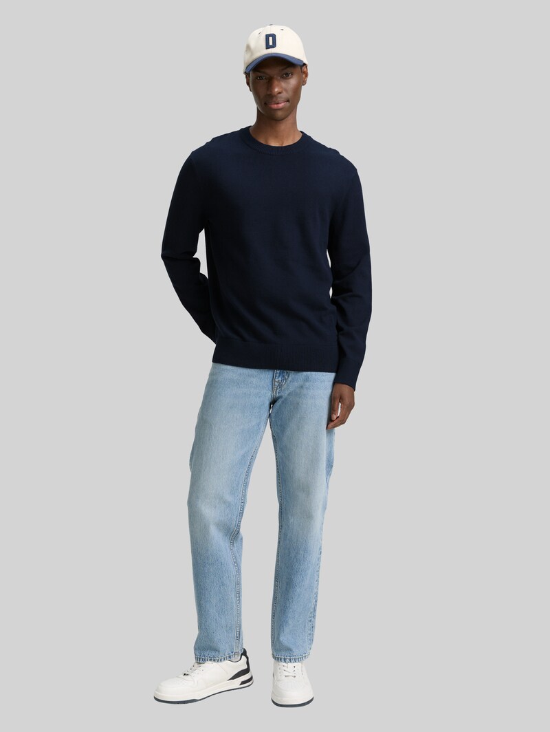 Tom Tailor Basic Strickpullover aus Baumwolle - Dark Navy