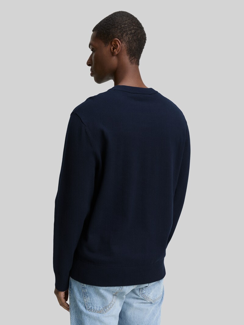 Tom Tailor Basic Strickpullover aus Baumwolle - Dark Navy