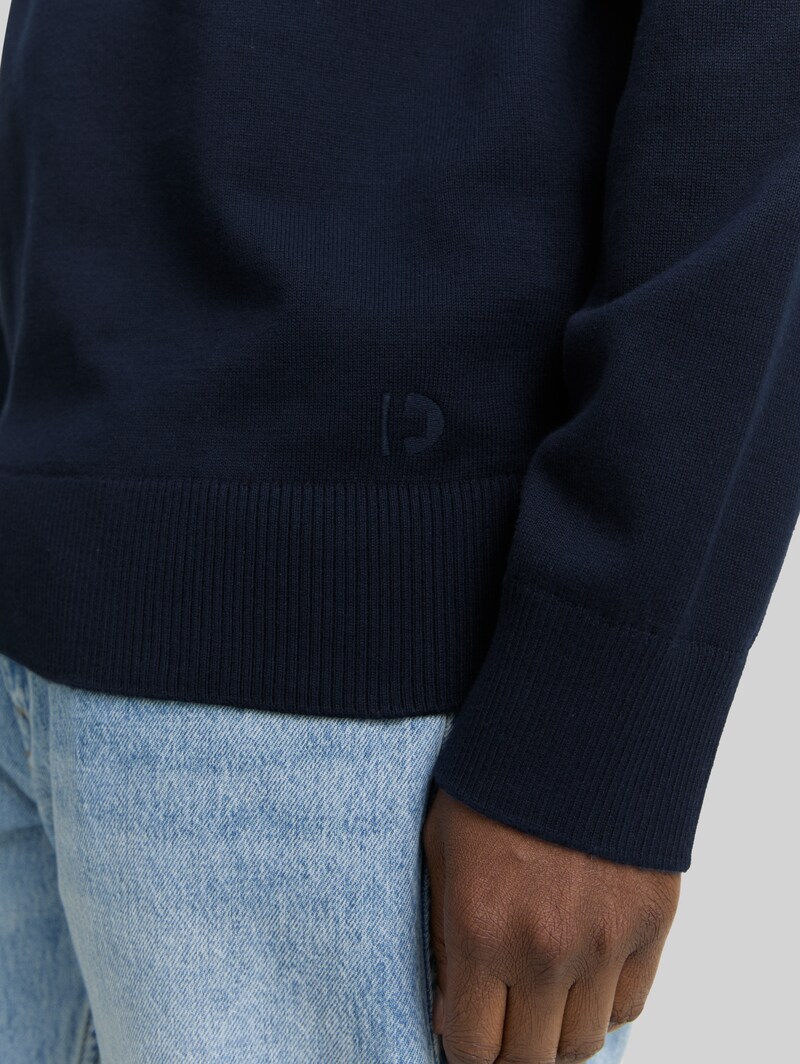 Tom Tailor Basic Strickpullover aus Baumwolle - Dark Navy