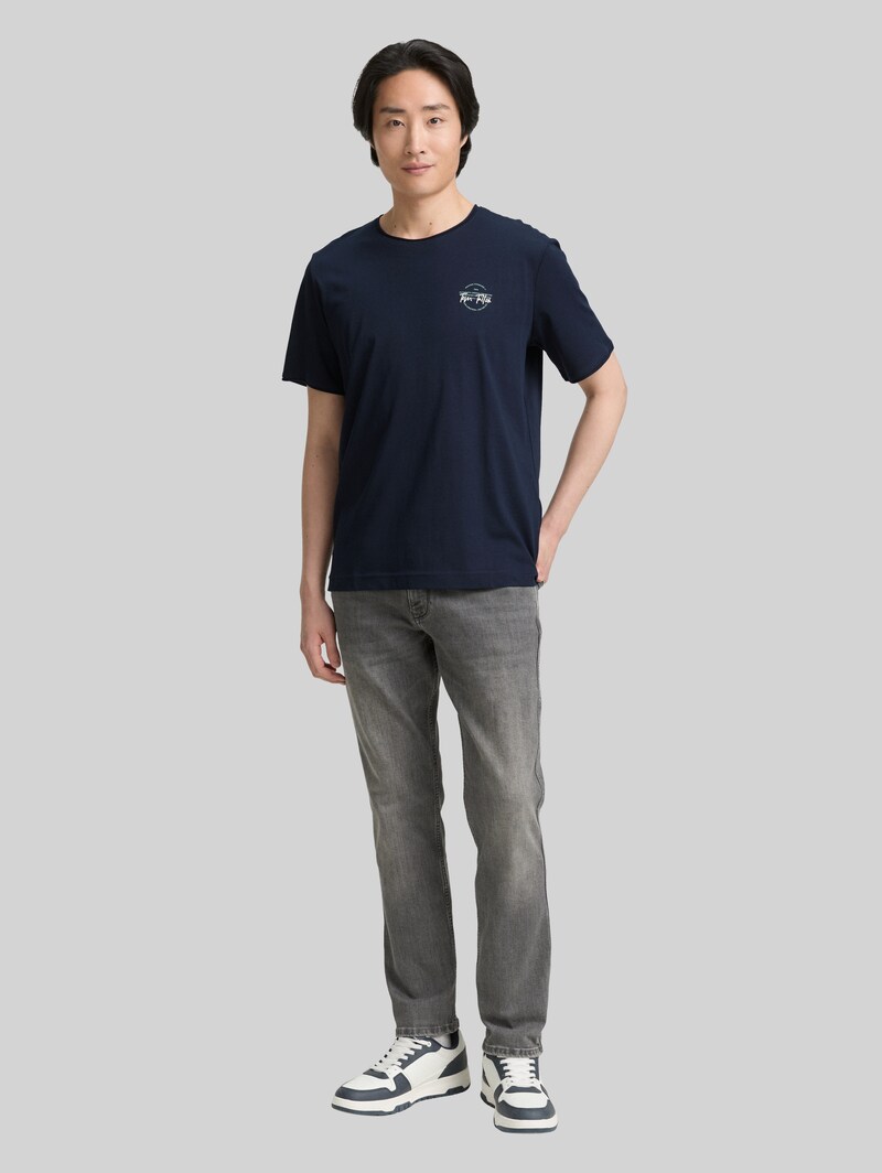 Tom Tailor T-Shirt mit Print - Sky Captain Blue