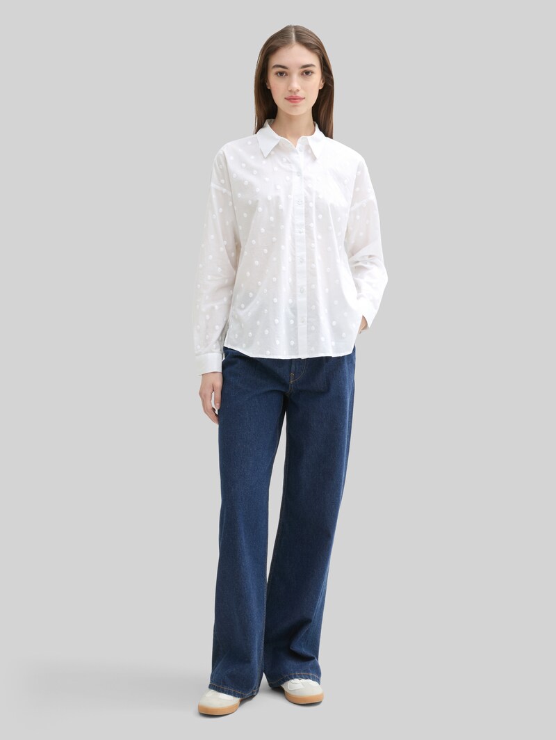 Tom Tailor Hemdbluse mit gepunkteter Struktur - White