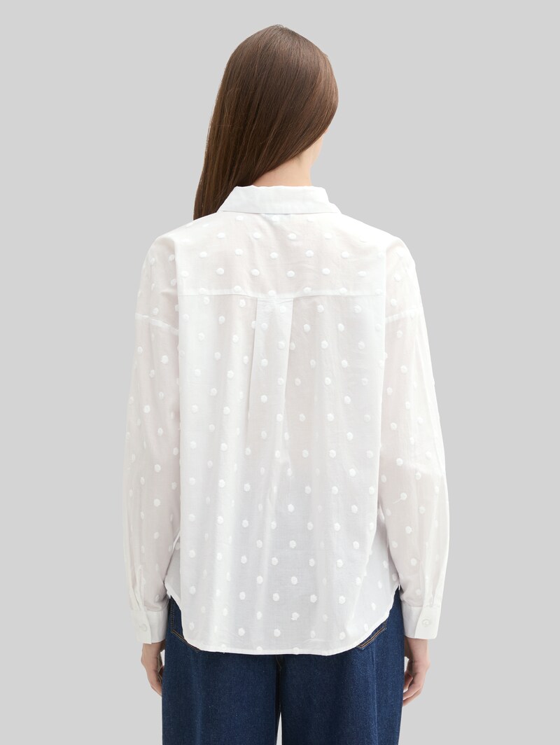 Tom Tailor Hemdbluse mit gepunkteter Struktur - White