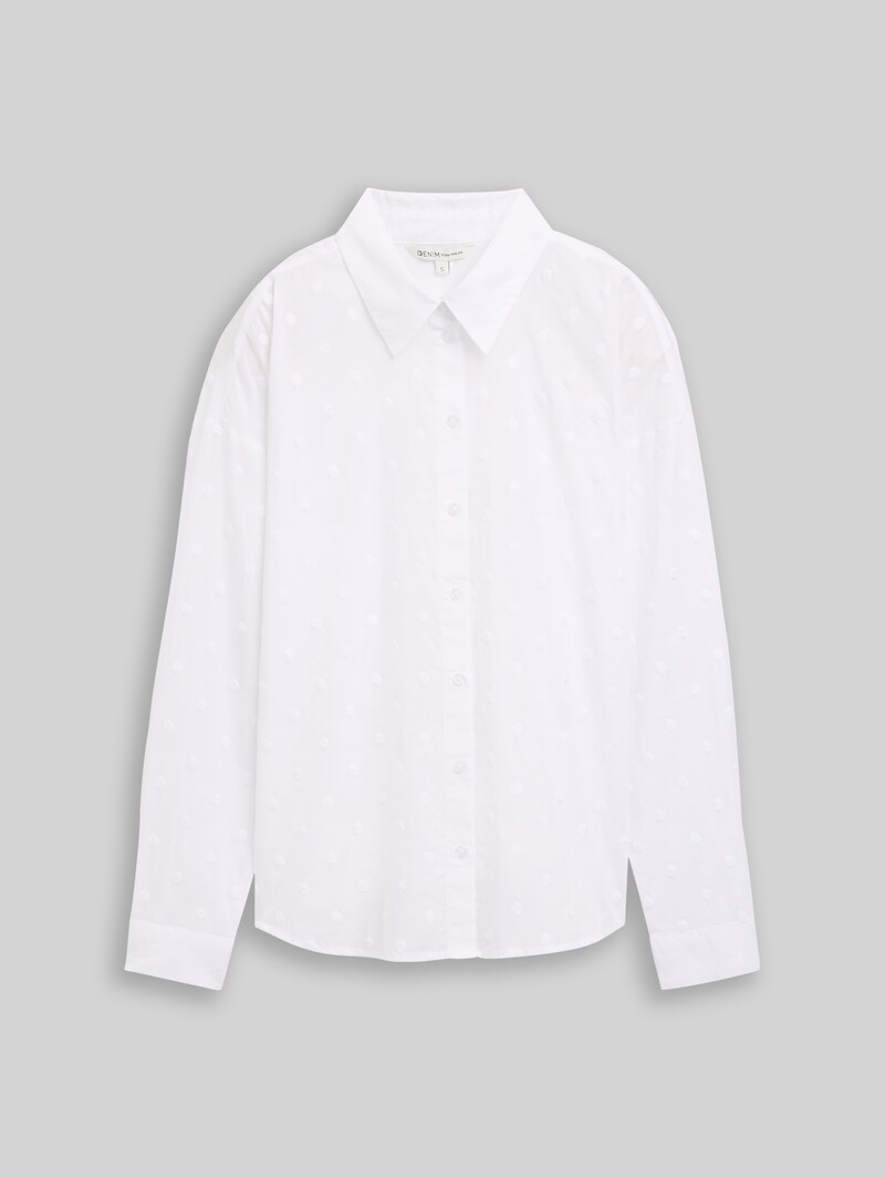 Tom Tailor Hemdbluse mit gepunkteter Struktur - White