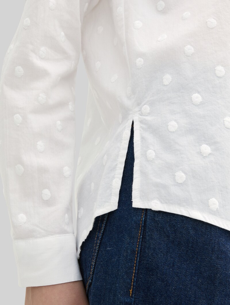 Tom Tailor Hemdbluse mit gepunkteter Struktur - White