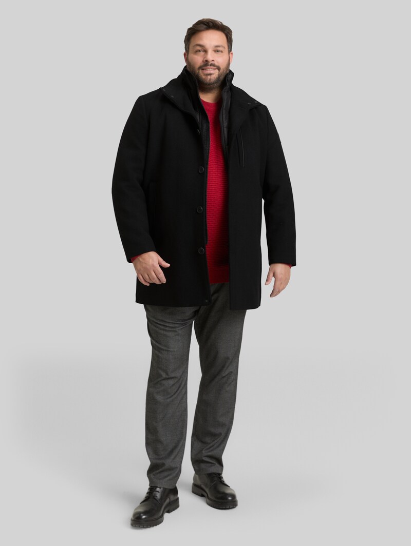 Tom Tailor Plus Size - 2-in-1 Wollmantel mit abnehmbarer Innenjacke - Black