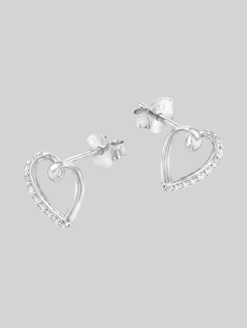 Tom Tailor Herz-Ohrstecker mit Zirkonia - Silber 925 - Silver