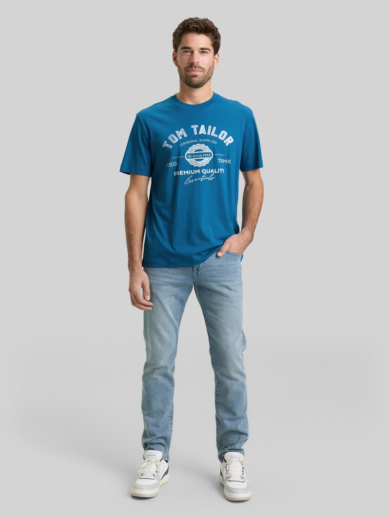 Tom Tailor T-Shirt mit Logo-Print - Blue Petrol