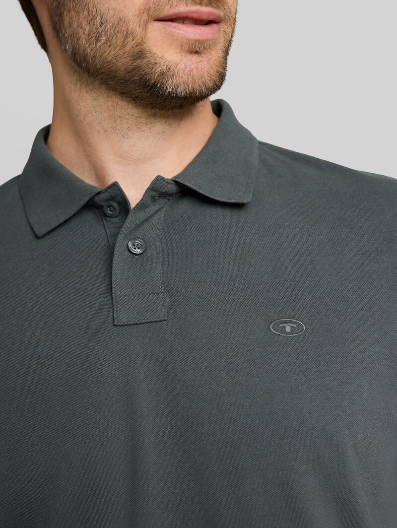 Tom Tailor Piqué Poloshirt mit Logo-Stickerei - Darkest Olive