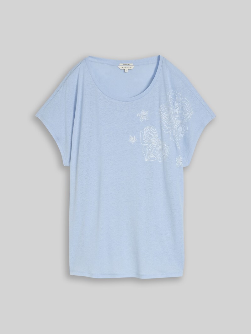 Tom Tailor Plus Size - T-Shirt mit Leinenanteil - Kentucky Blue