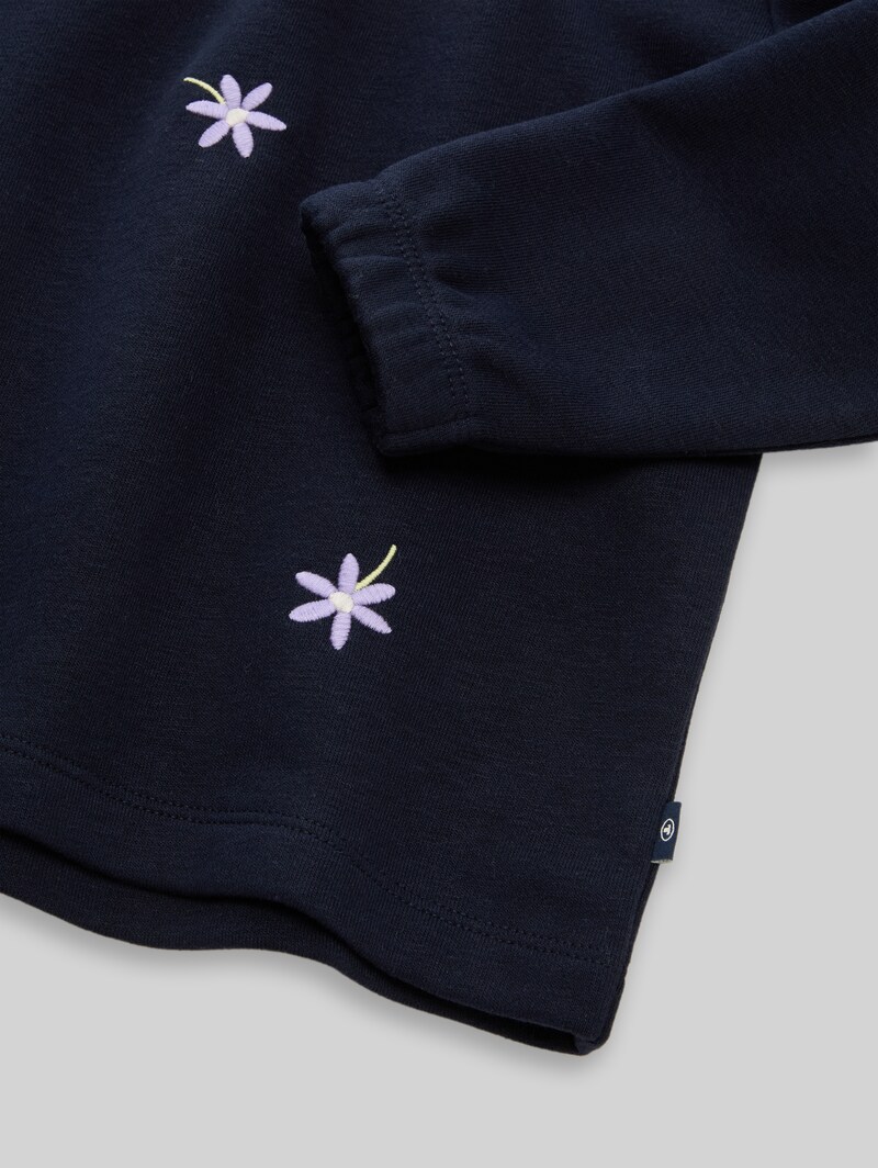 Tom Tailor Sweatshirt mit Blumenstickereien - Sky Captain Blue