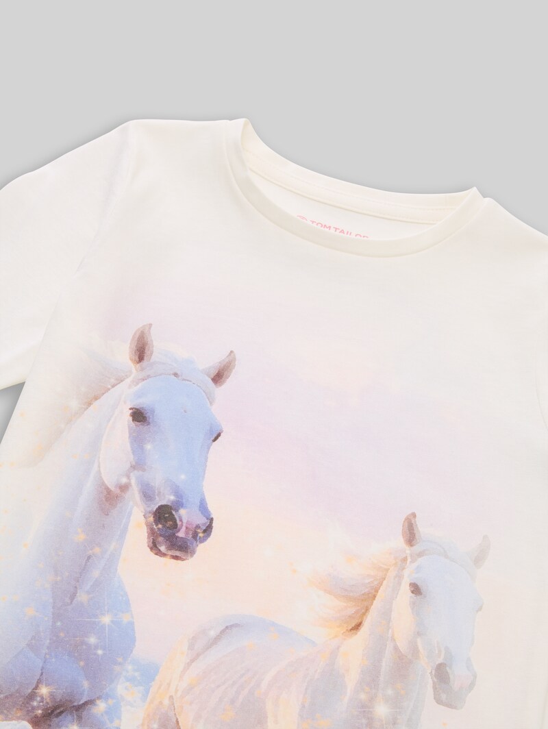 Tom Tailor Langarmshirt mit Foto-Print - Whisper White