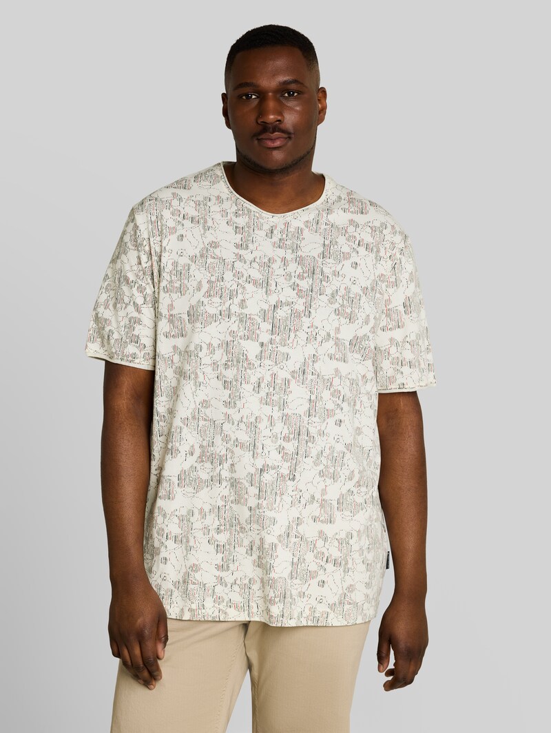 Tom Tailor Plus Size - T-Shirt mit Allover-Print - Off White Irregular Design Tom Tailor Plus Size - T-Shirt mit Allover-Print - Off White Irregular Design