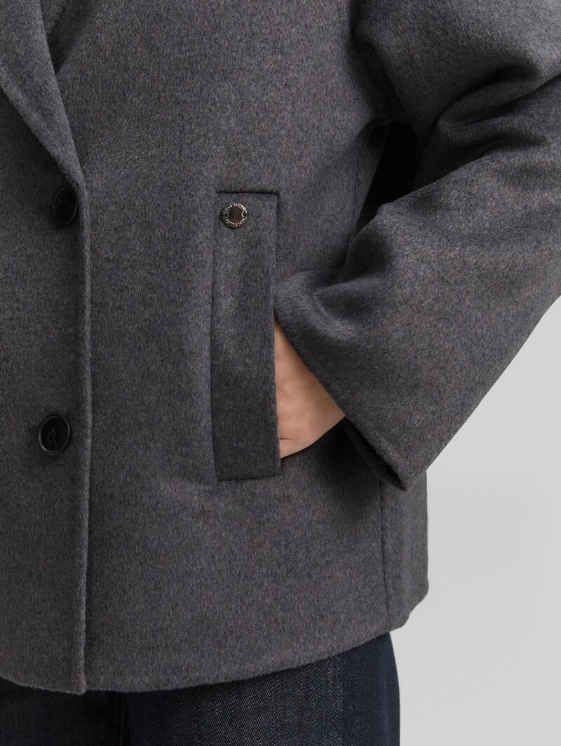 Tom Tailor Cabanjacke mit Wollanteil - Dark Anthra Melange