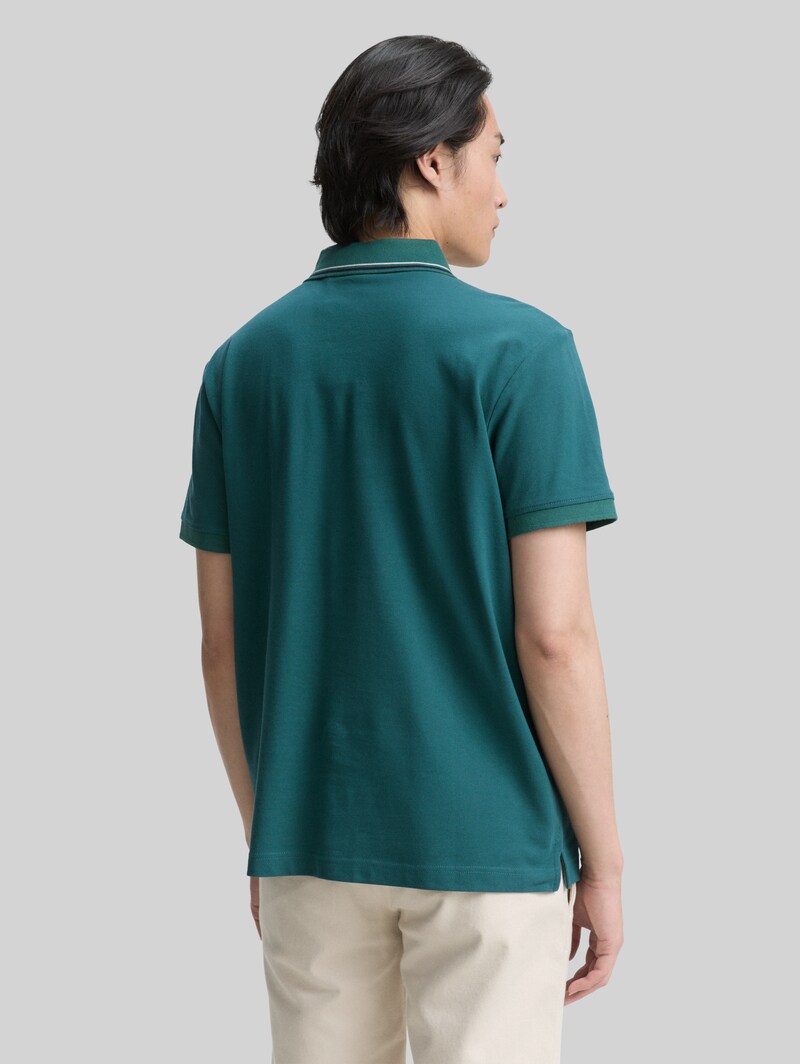 Tom Tailor Piqué Poloshirt mit print - Jasper Green