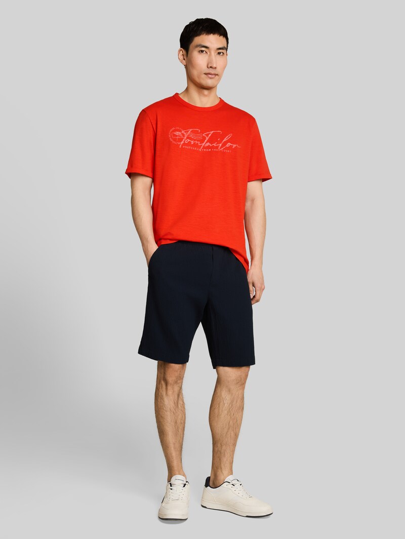 Tom Tailor T-Shirt mit Logo-Print - Orange Red