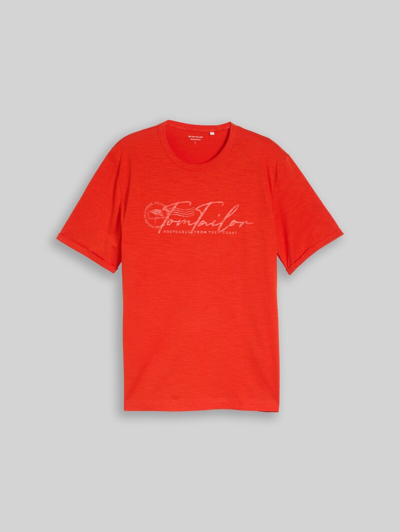 Tom Tailor T-Shirt mit Logo-Print - Orange Red