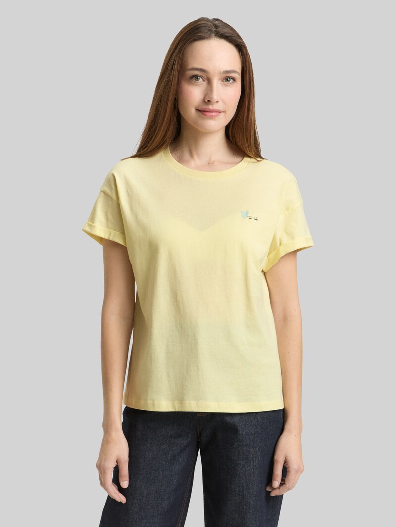 Tom Tailor T-Shirt mit Stickerei - Soft Lemon Tom Tailor T-Shirt mit Stickerei - Soft Lemon