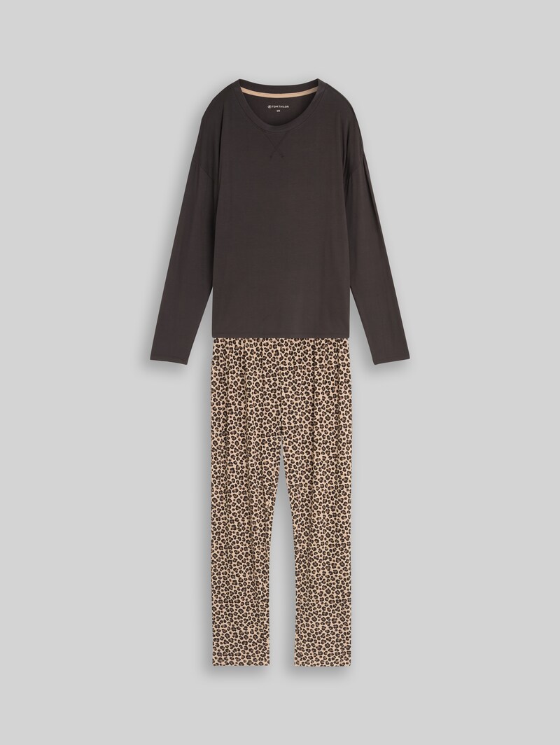 Tom Tailor Pyjama-Set mit Leopardenmuster - Grey-medium-allover