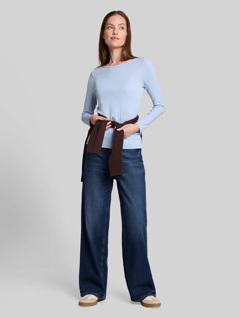 Tom Tailor Slim Fit Langarmshirt mit U-Boot-Ausschnitt - Kentucky Blue
