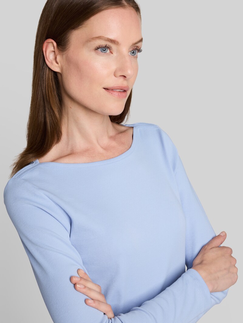 Tom Tailor Slim Fit Langarmshirt mit U-Boot-Ausschnitt - Kentucky Blue