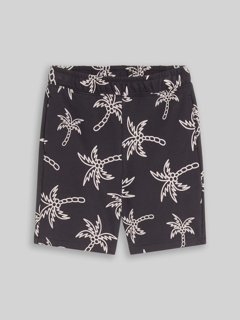 Tom Tailor Shorts mit Muster - Grey White Sketched Palm Trees