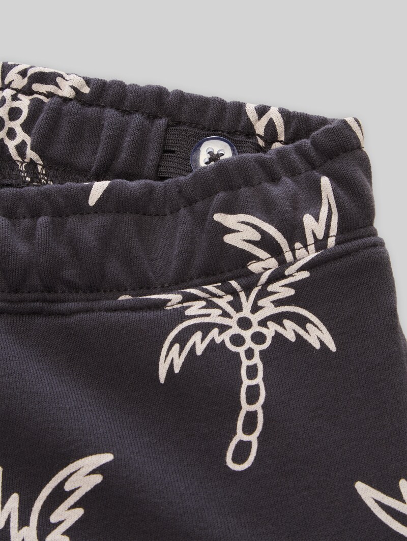 Tom Tailor Shorts mit Muster - Grey White Sketched Palm Trees