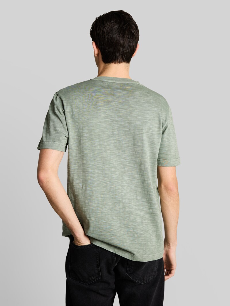 Tom Tailor T-Shirt in Melange-Optik mit Print - Greyish Shadow Olive