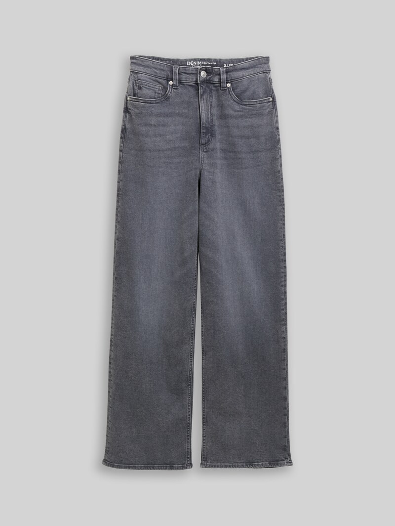 Tom Tailor TTLINOU WIDE High Waist Jeans - Used Mid Stone Grey Denim