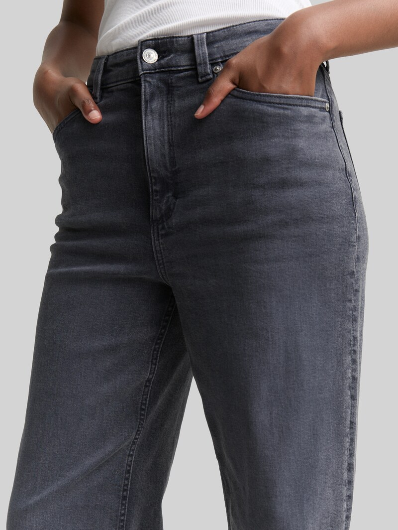 Tom Tailor TTLINOU WIDE High Waist Jeans - Used Mid Stone Grey Denim