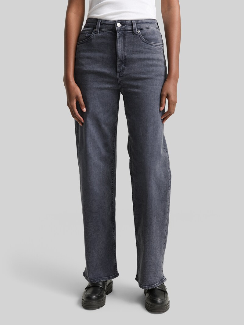Tom Tailor TTLINOU WIDE High Waist Jeans - Used Mid Stone Grey Denim
