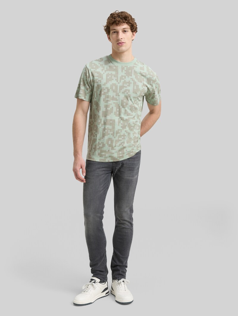 Tom Tailor Relaxed Fit T-Shirt mit Muster - Mint Green Big Pixel Print