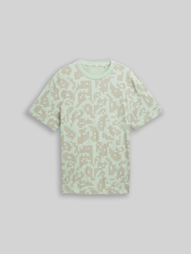 Tom Tailor Relaxed Fit T-Shirt mit Muster - Mint Green Big Pixel Print