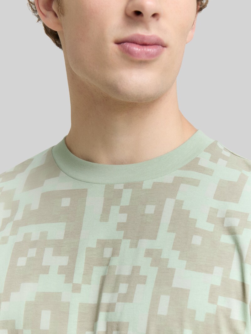 Tom Tailor Relaxed Fit T-Shirt mit Muster - Mint Green Big Pixel Print