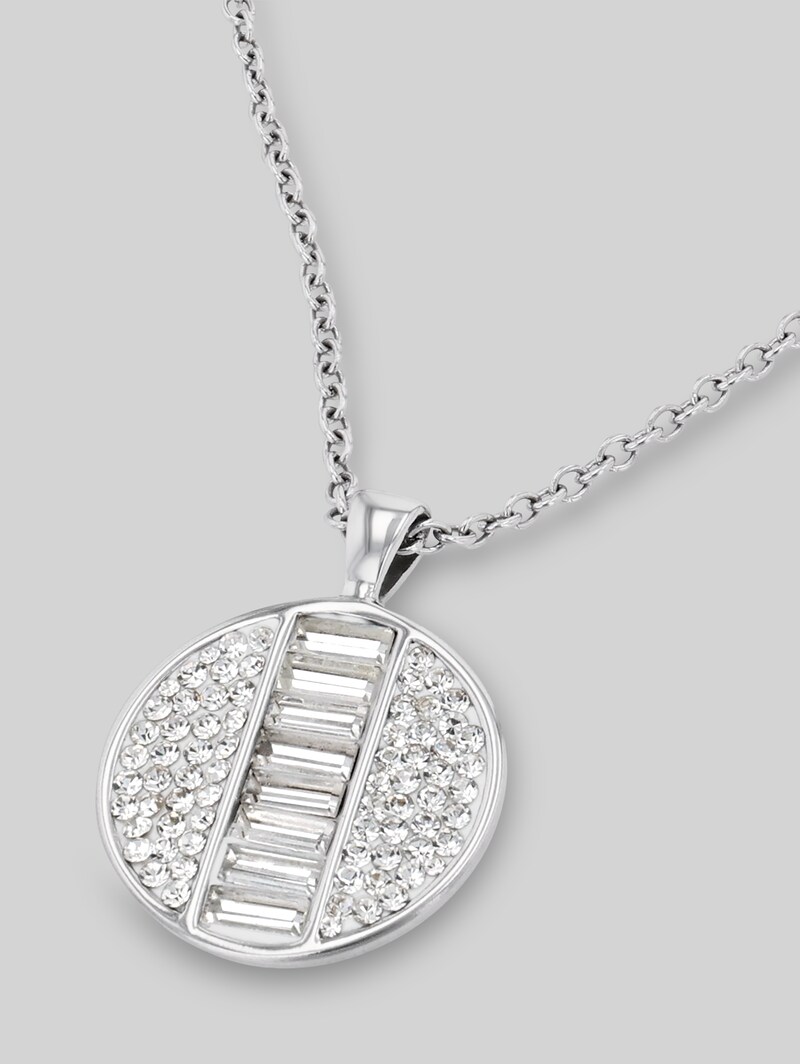 Tom Tailor Halskette mit Anhänger aus Edelstahl - Stein Preciosa weiß - Silver