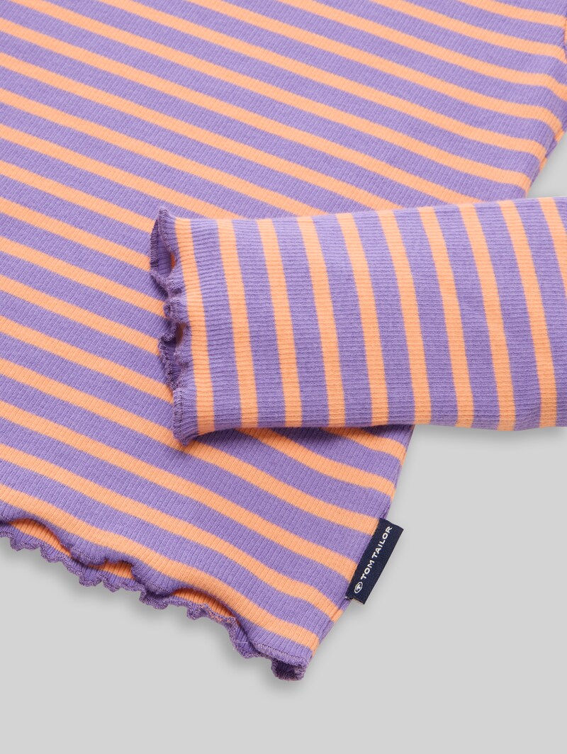 Tom Tailor Ripp Langarmshirt im 2er-Pack mit Streifenmuster - Offwhite Pink Stripe