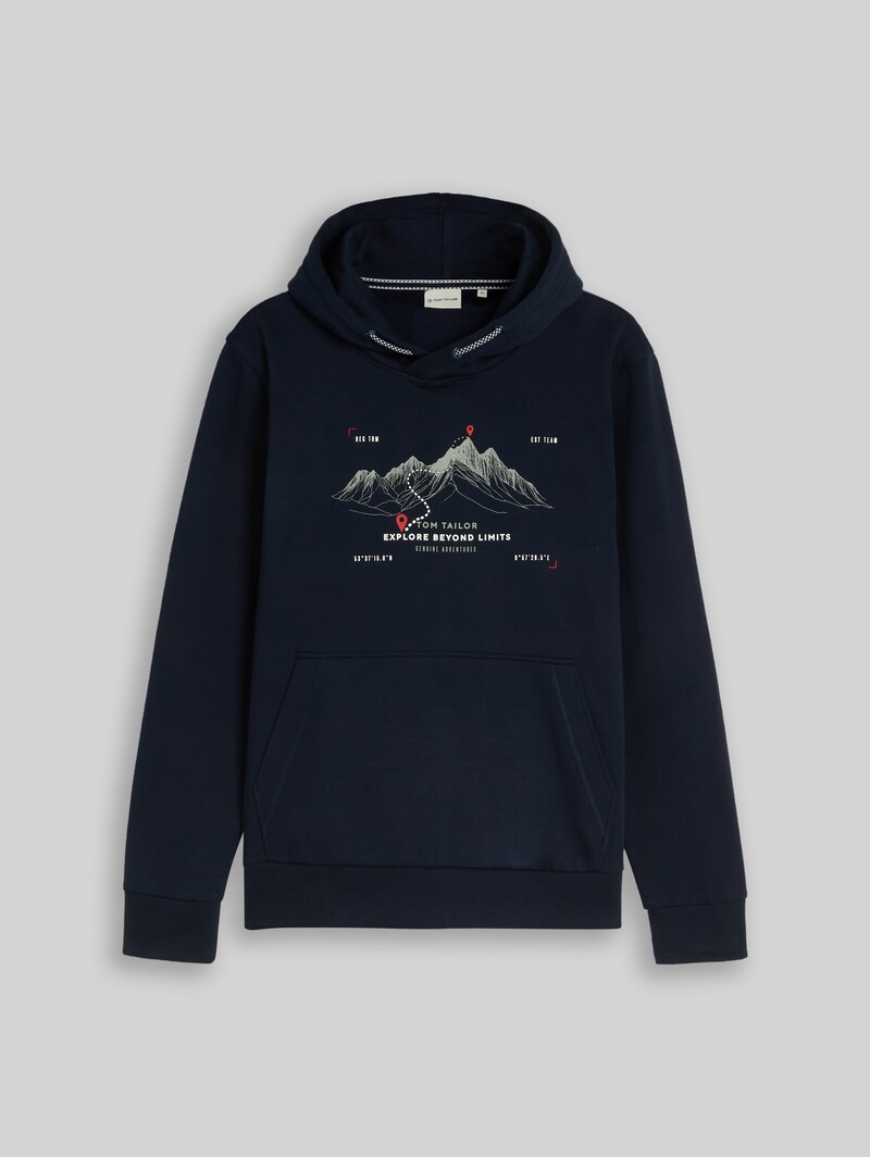 Tom Tailor Hoodie Sweatshirt mit Print - Sky Captain Blue