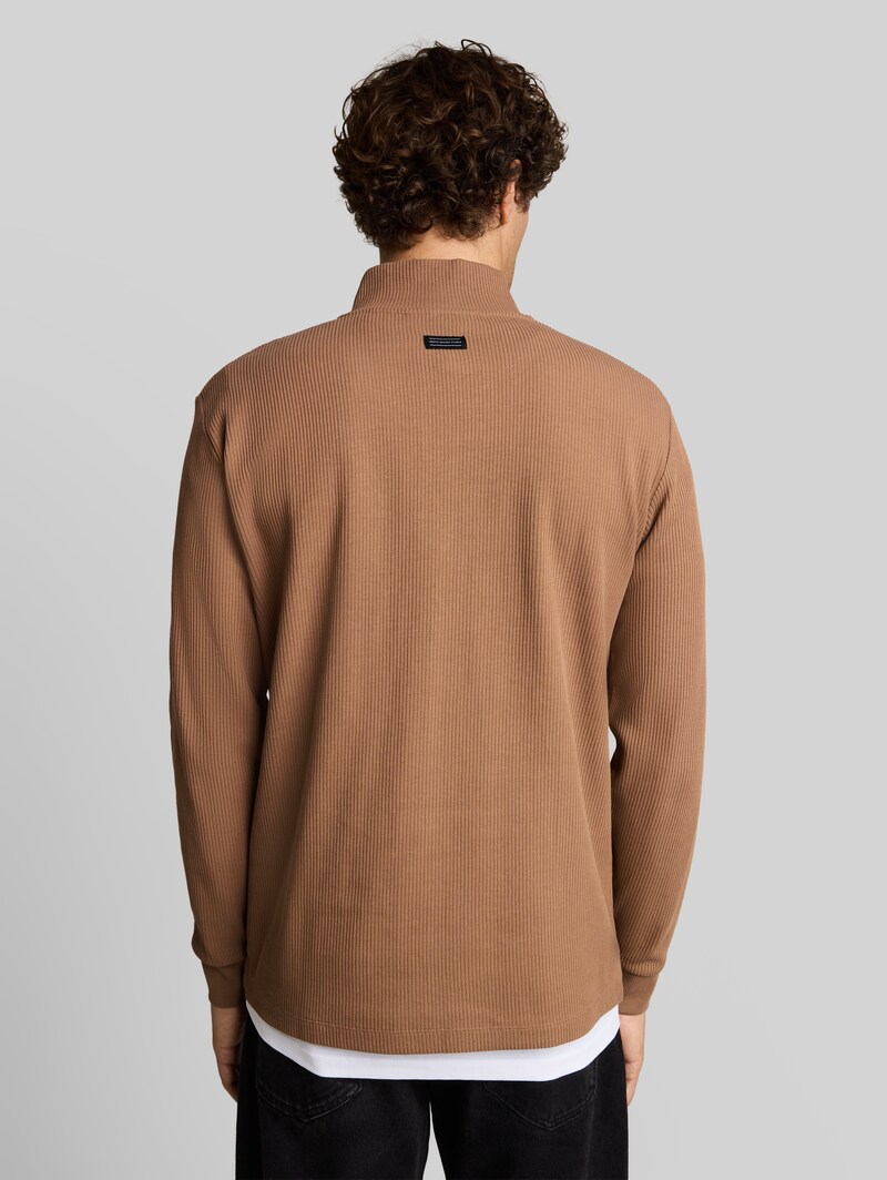 Tom Tailor Troyer Langarmshirt mit Reißverschluss - Malt Brown