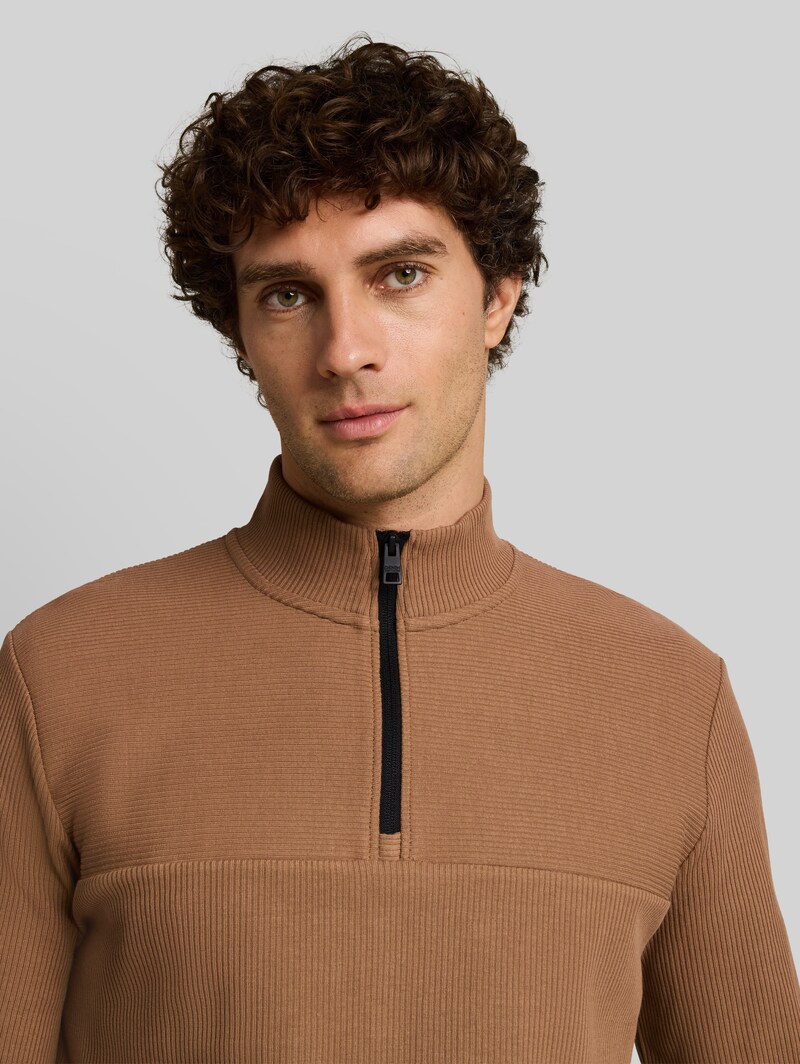 Tom Tailor Troyer Langarmshirt mit Reißverschluss - Malt Brown