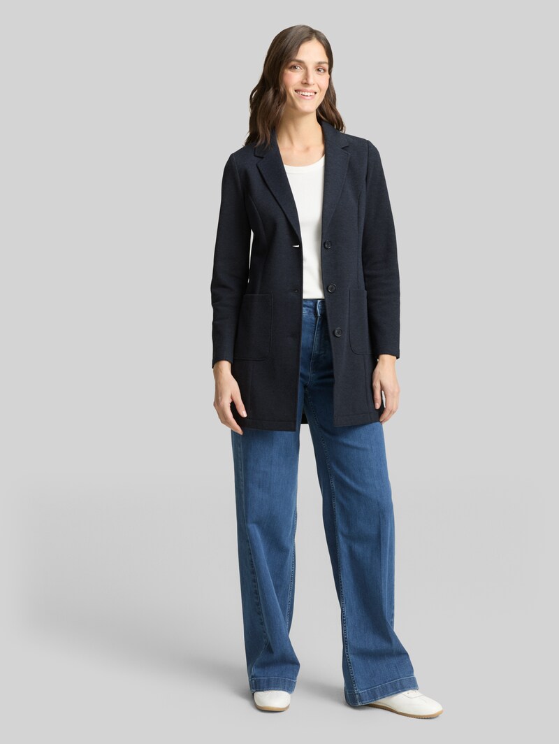 Tom Tailor Slim Fit Mantel mit aufgesetzten Taschen - Blue Melange Pique