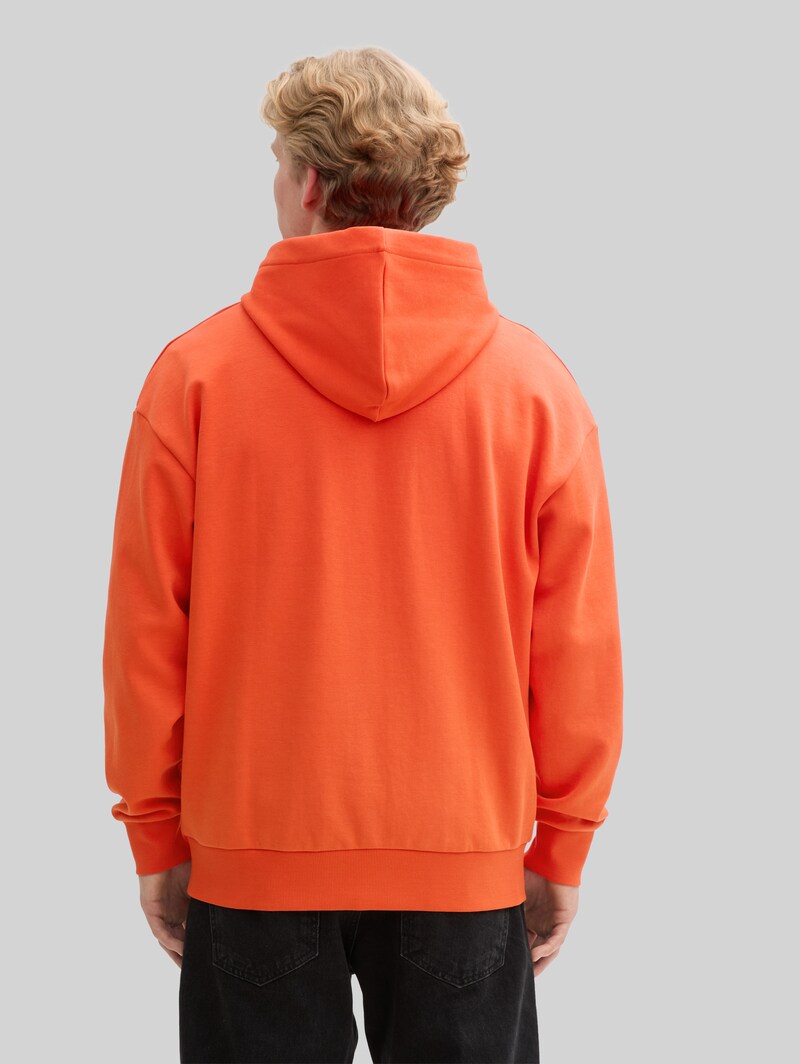 Tom Tailor Relaxed Fit Hoodie Sweatshirt mit Reißverschluss - Deep Fiery Orange