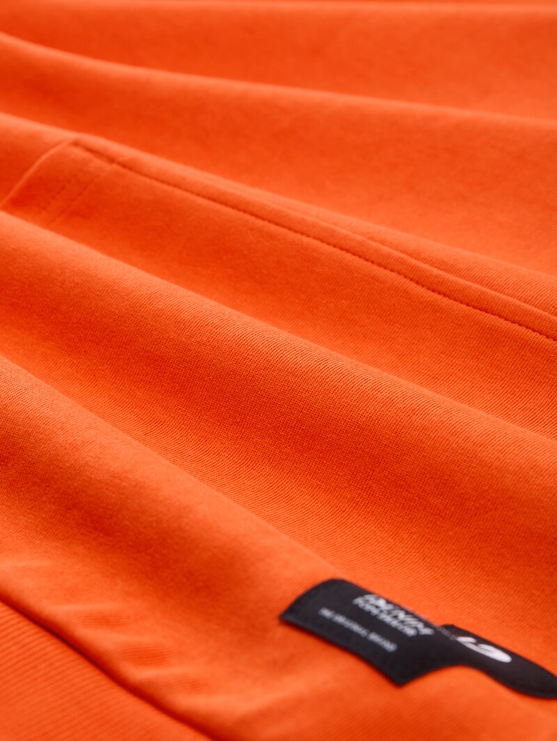 Tom Tailor Relaxed Fit Hoodie Sweatshirt mit Reißverschluss - Deep Fiery Orange