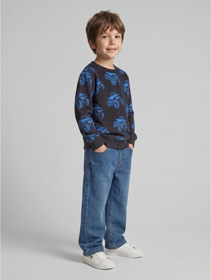 Tom Tailor Sweatshirt mit Allover-Print - Grey Blue Monster Truck Design