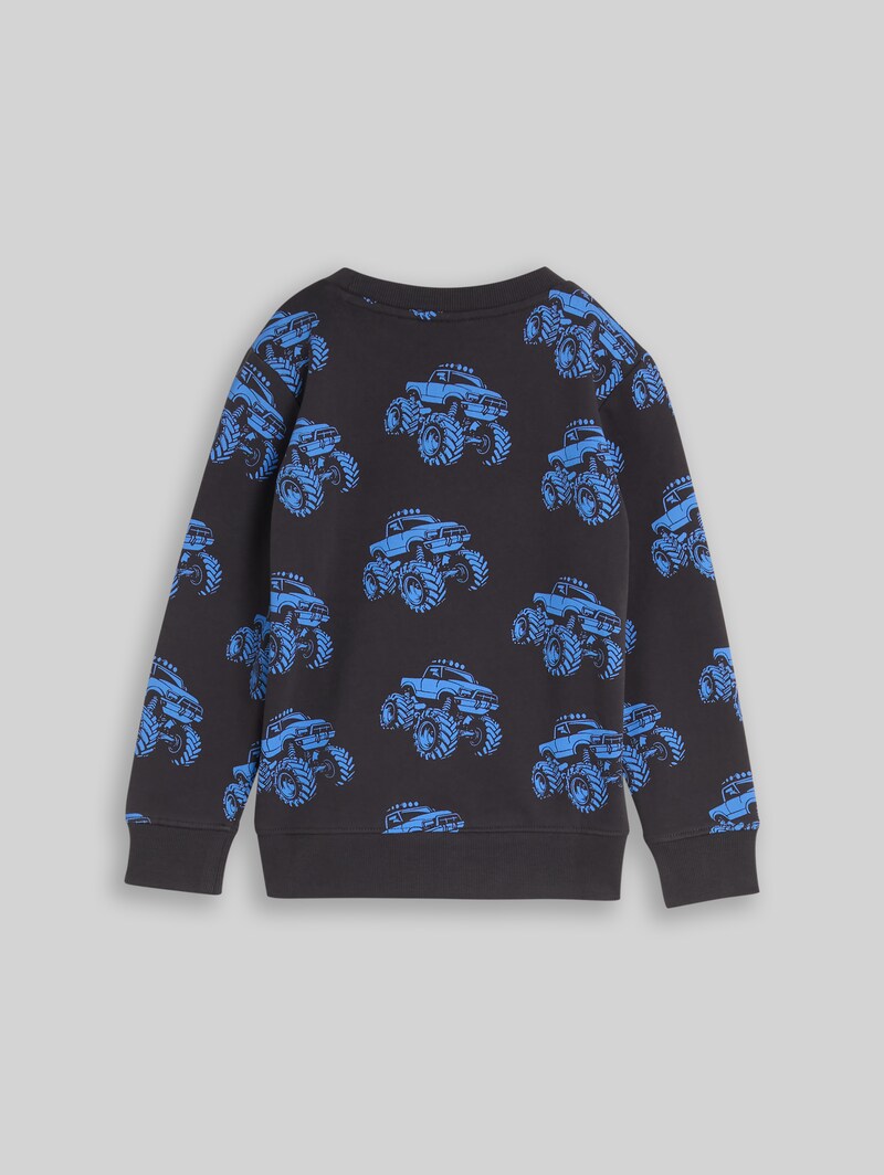 Tom Tailor Sweatshirt mit Allover-Print - Grey Blue Monster Truck Design