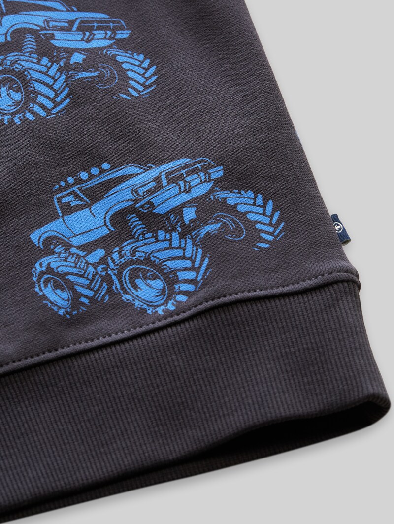 Tom Tailor Sweatshirt mit Allover-Print - Grey Blue Monster Truck Design