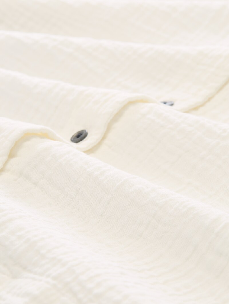 Tom Tailor Oversize Musselin Bluse aus Baumwolle - Whisper White