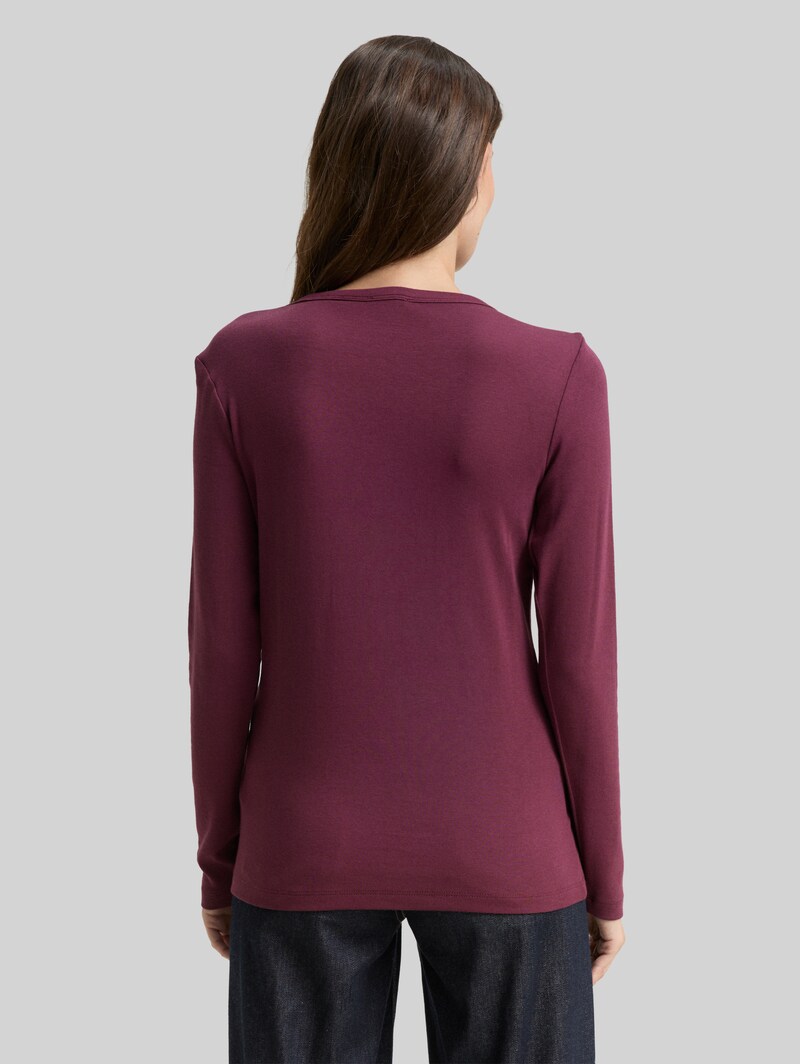 Tom Tailor Basic Slim Fit Langarmshirt - Bordeaux Red