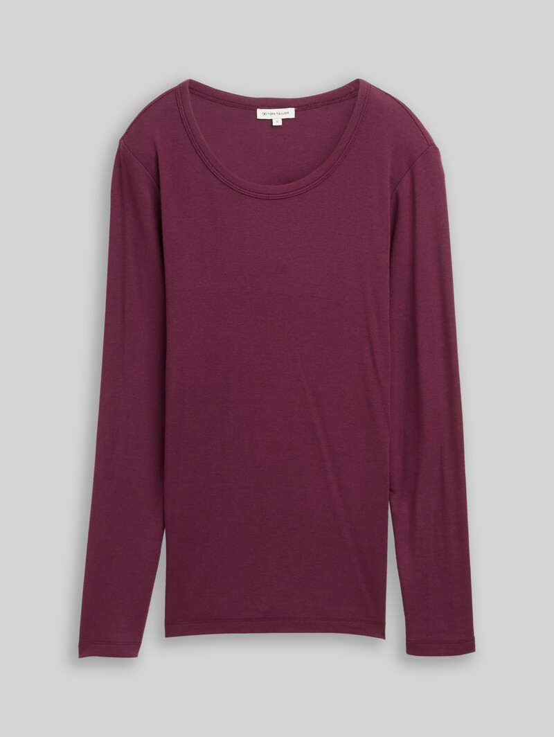 Tom Tailor Basic Slim Fit Langarmshirt - Bordeaux Red