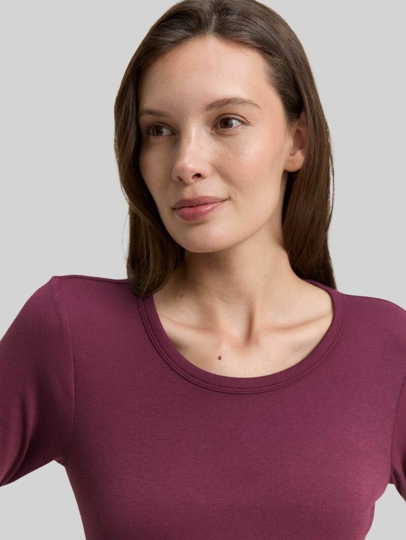 Tom Tailor Basic Slim Fit Langarmshirt - Bordeaux Red