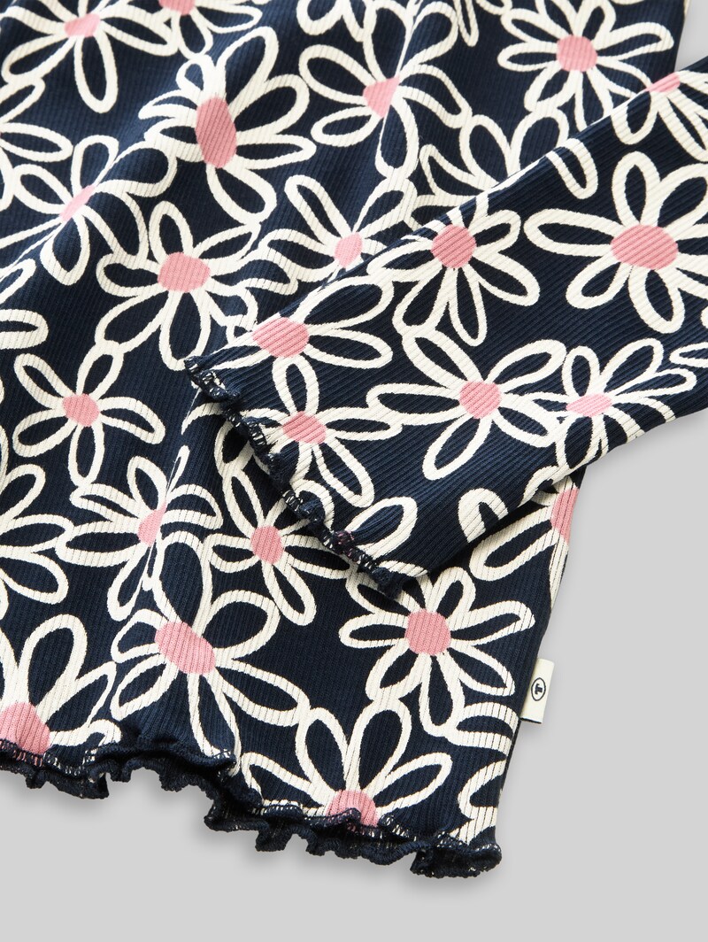 Tom Tailor Langarmshirt mit Muster - Dark Blue Small Daisy Print