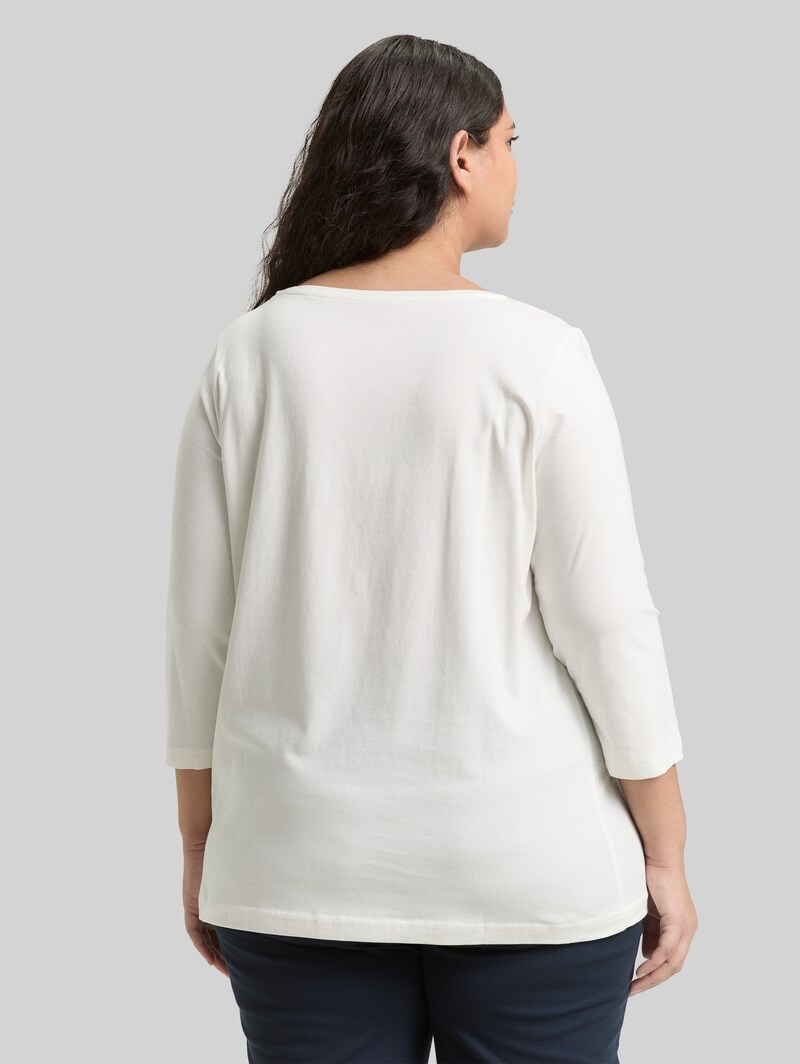 Tom Tailor Plus Size - Langarmshirt mit Print - Soft Clear White